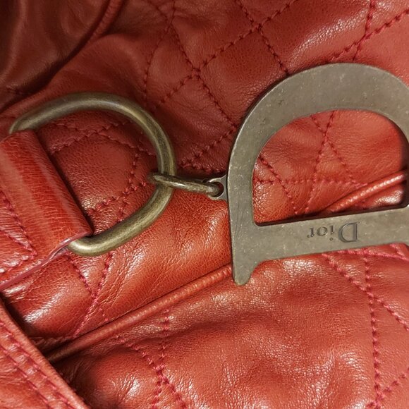 Christian Dior Red Cannage Drawstring Shoulder Bag - Picture 12 of 13